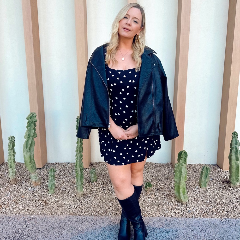 Reformation Black and White Heart Pattern Dress